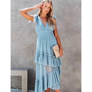 VICI Carrie In Paris Tiered Tulle Swiss Dot Midi Dress Women's Size XL Glam